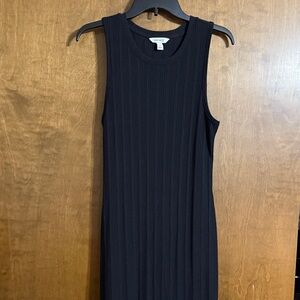 Black Ribbed Midi Dress